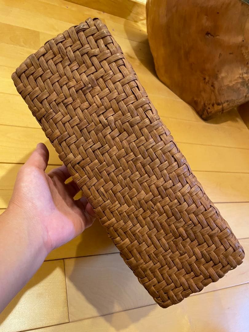 国産 信州山葡萄籠バッグ 内布付き 網代編み 保護猫支援