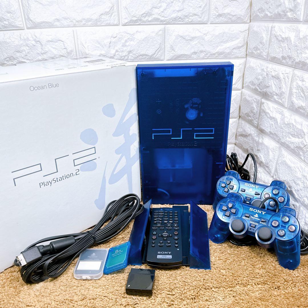 PS2】SCPH-37000 オーシャンブルー 本体一式 箱付き - メルカリ