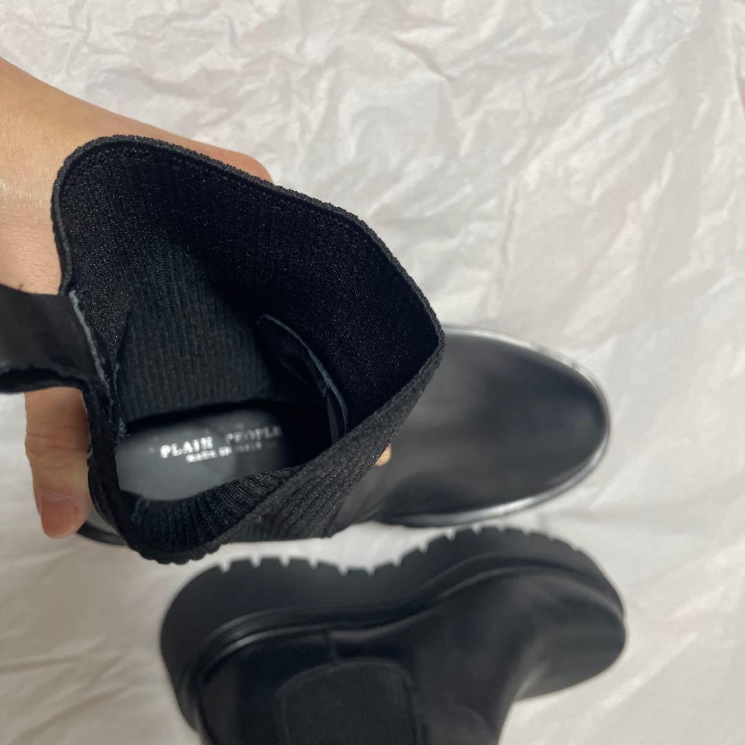 PLAIN PEOPLE ブラック サイドゴアブーツ 厚底 サイドゴアブーツ