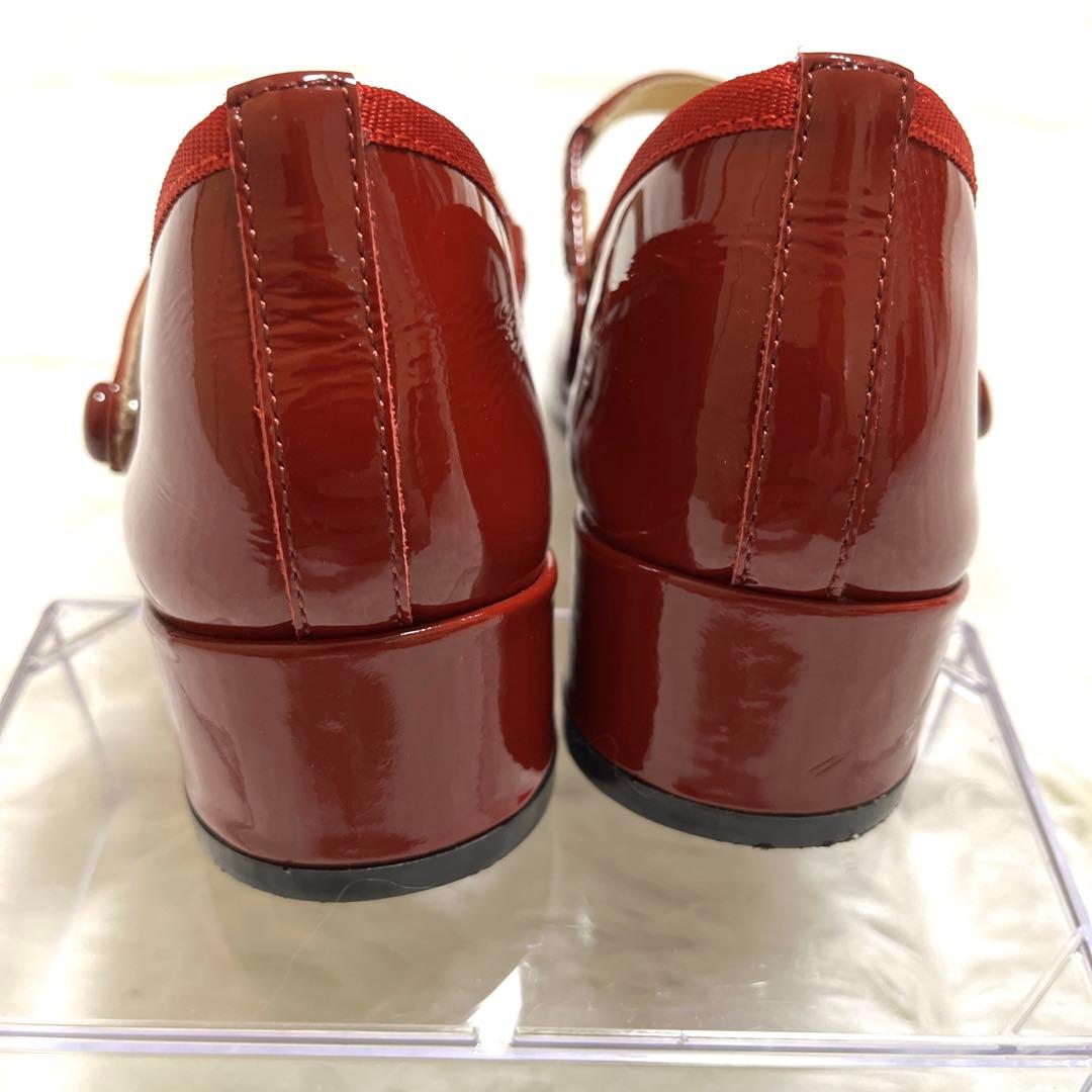 極美品 レペット パンプス エナメル ストラップ ベルト 赤 24.5 バレエ