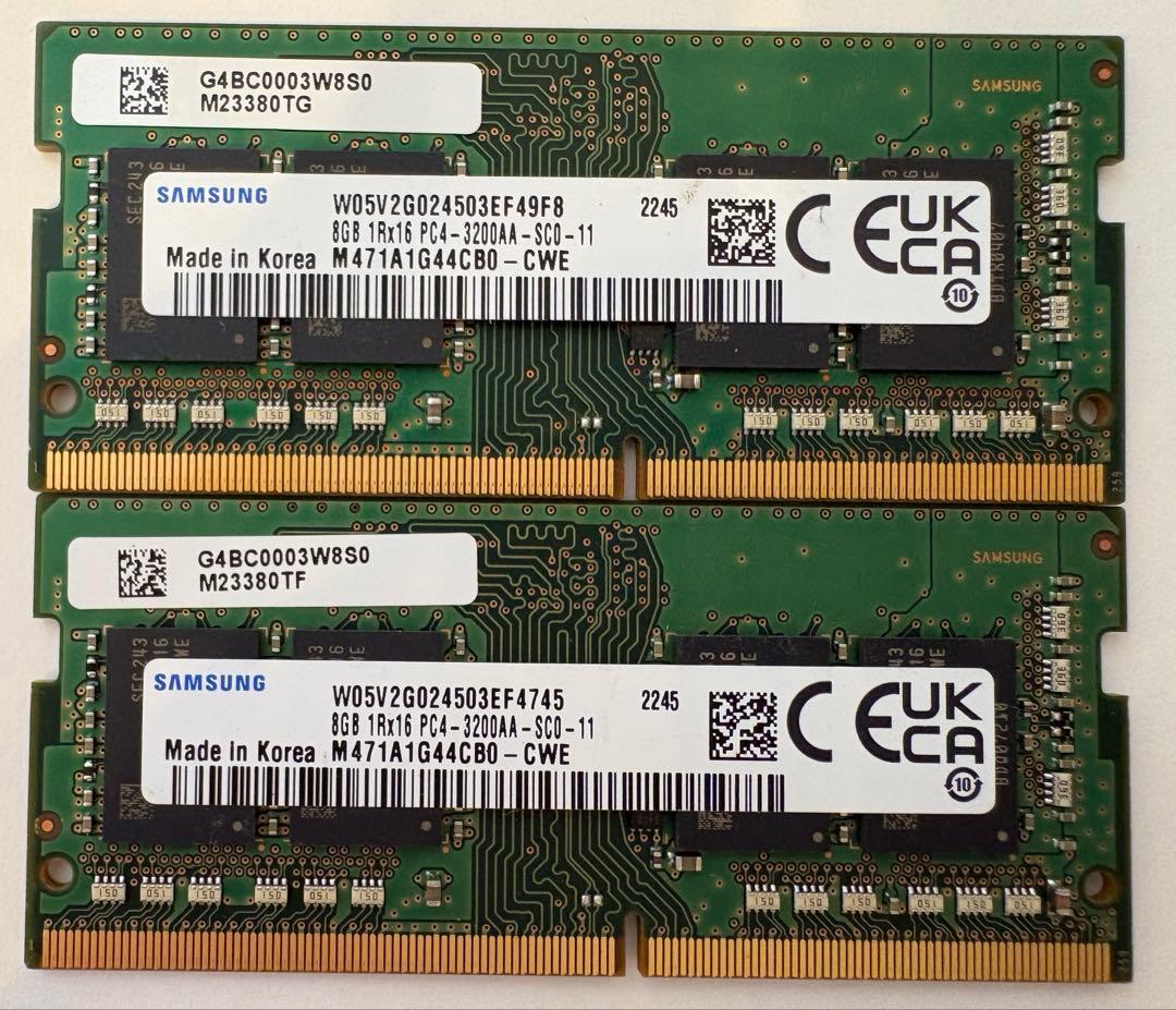 Samsung PC メモリ PC4-3200AA 8GB 2枚 Samsung 8GB DDR4 3200MHz PC4-25600 (PC4-3200AA) CL22 SODIMM 1Rx8