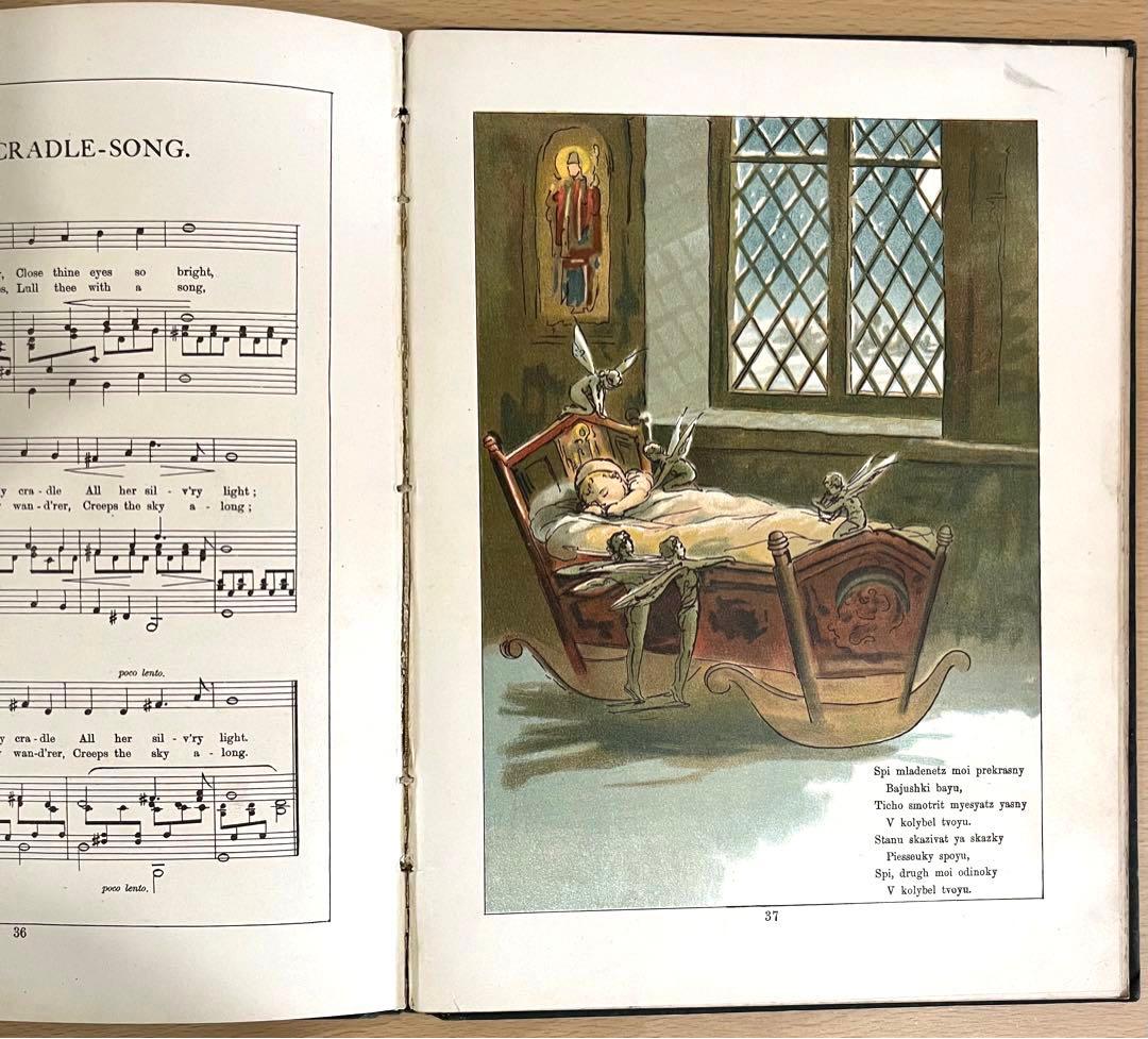 No.238 希少 古書 洋書 絵本 アンティーク 楽譜 子守り歌 童謡 詩集
