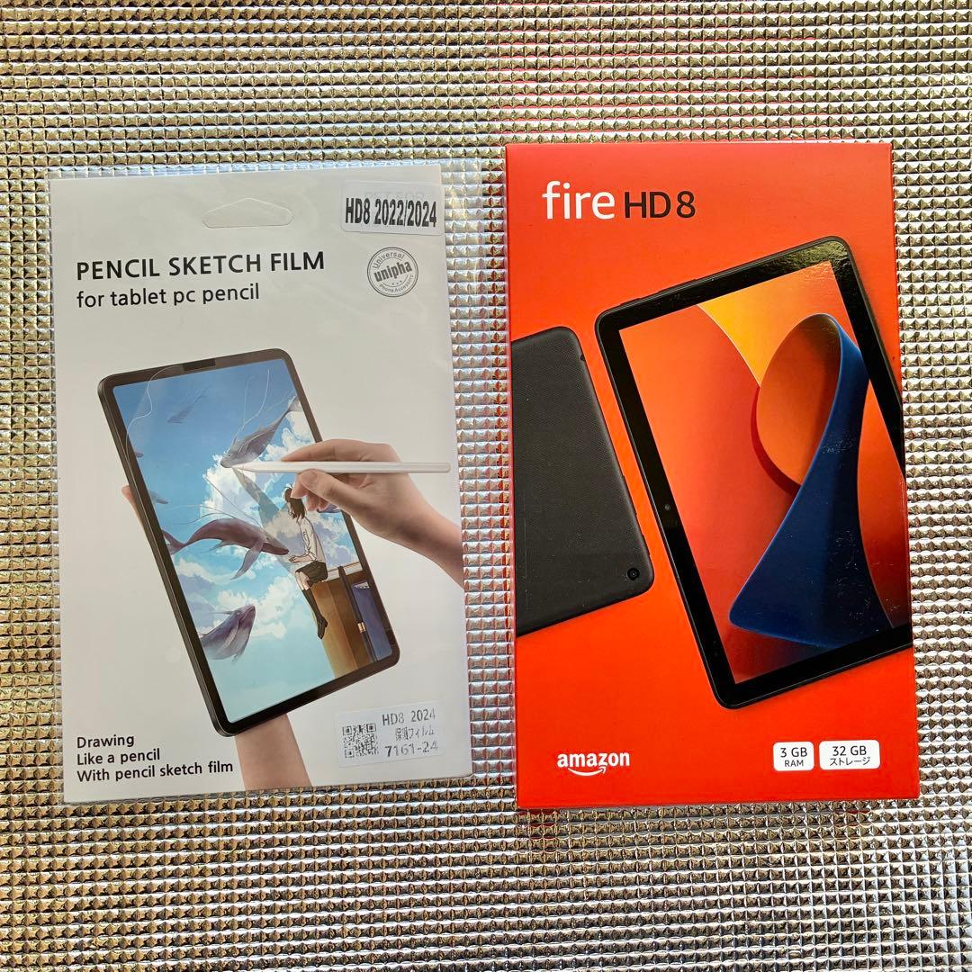 新品未開封 Amazon Fire HD 8 第12世代 32GB フィルム付き 極美品 Fire HD 8 最新第12世代(2024) 純正カバー／フィルム付き