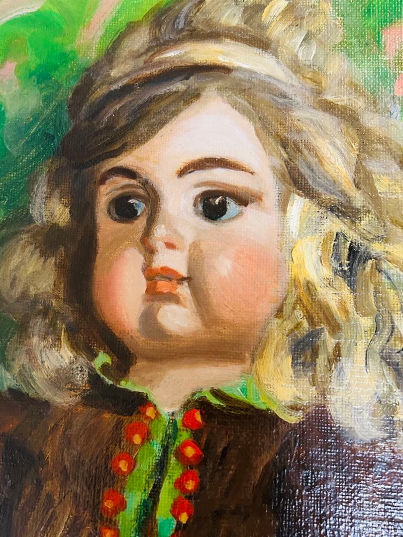 真作保証 田村孝之介 油彩8号 人形画 大地堂豪華額装 高島屋美術部購入