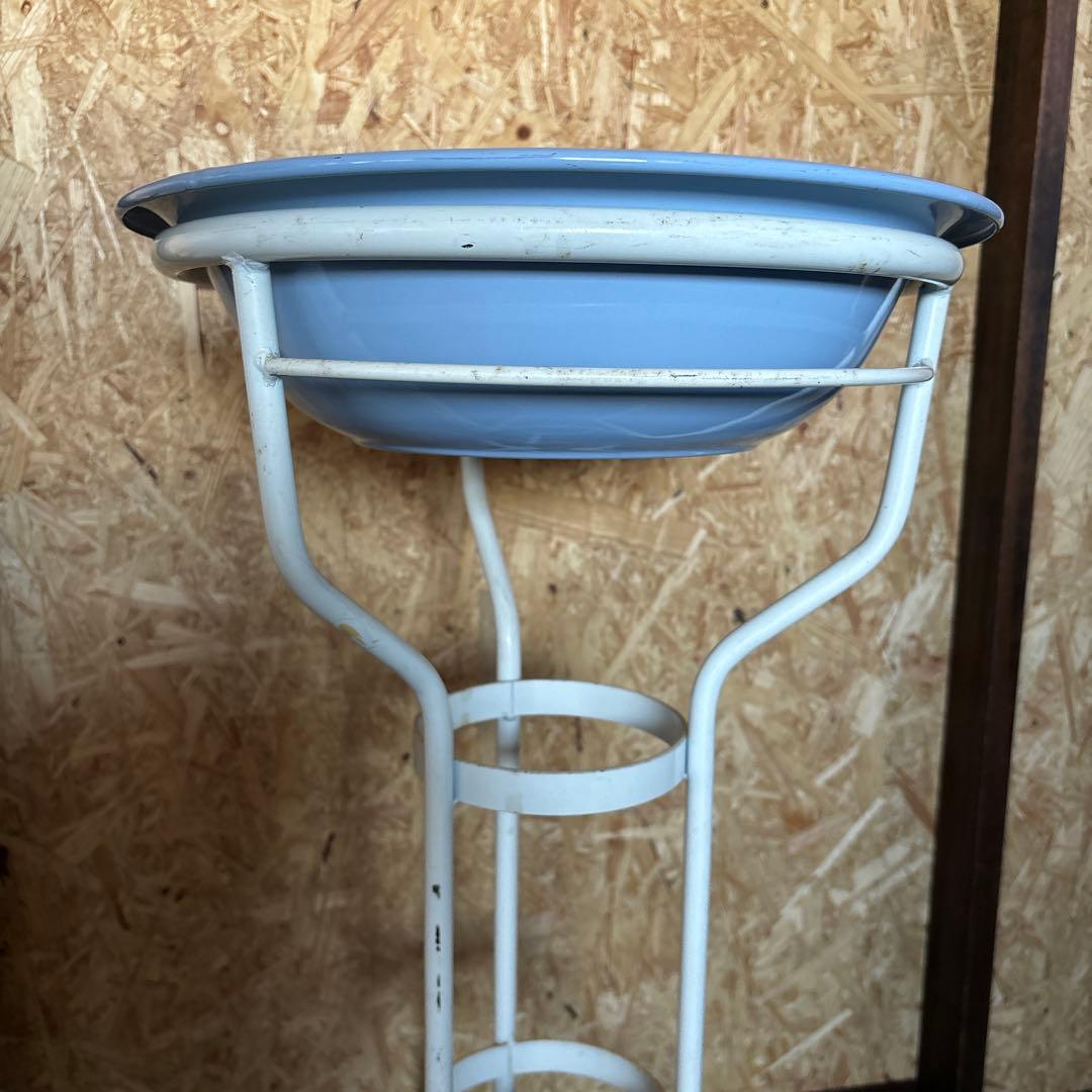 アンティーク ホーロー 洗面器 スタンド 病院 レトロ 琺瑯 古道具