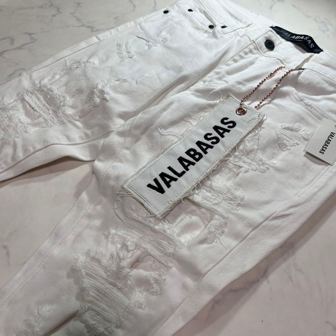 valabasas バラバサス クラッシュスキニーフレアデニム ホワイト 30