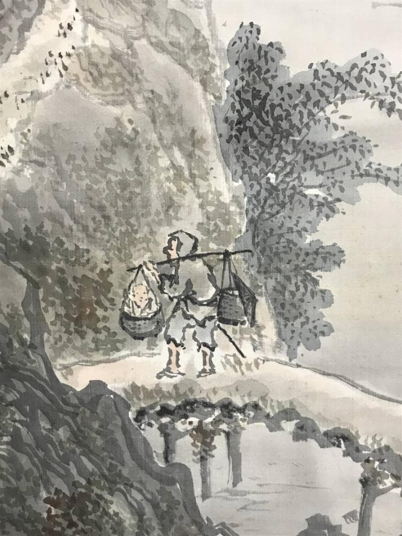 真作】黄檗瑞光祥雲/訪友図/山村人物図/掛軸/名家伝来/AB-864 - メルカリ