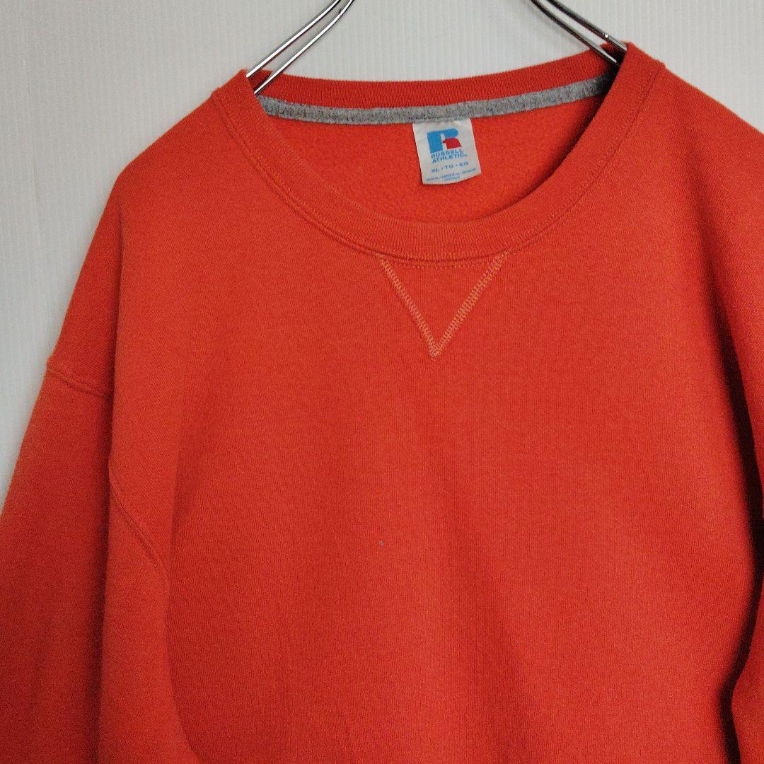 あ*ん様 ラッセルアスレティック スウェット トレーナー 無地スウェット オレン Russell Athletic - 90s USA製 ラッセル カレッジ プリント スウェット