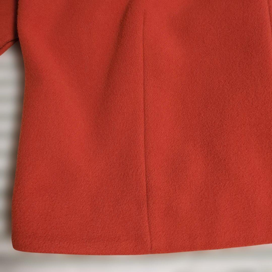 UN3D. ドルマンミドルウールコート ミドル丈 36 コクーン 朱赤 毛100