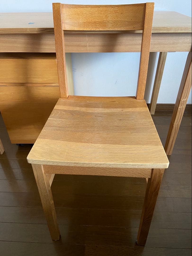 直接手渡し) 廃盤 無印良品 タモ材 デスク キャビネット チェア 3点