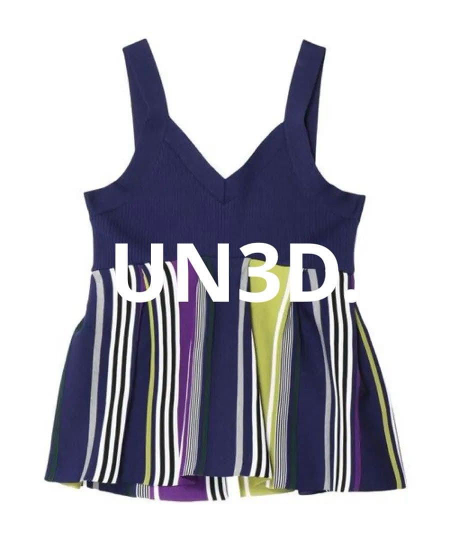 UN3D. アンスリード マルチストライプニットビスチェ キャミソール