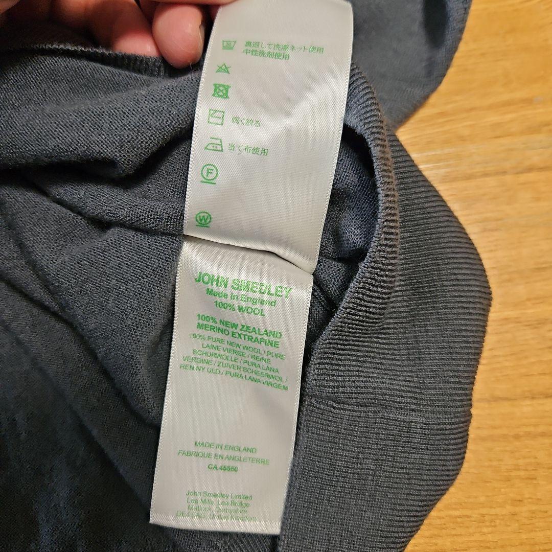 新品に近い】ジョンスメドレー クルーネックニットM ブルーグレー 定価