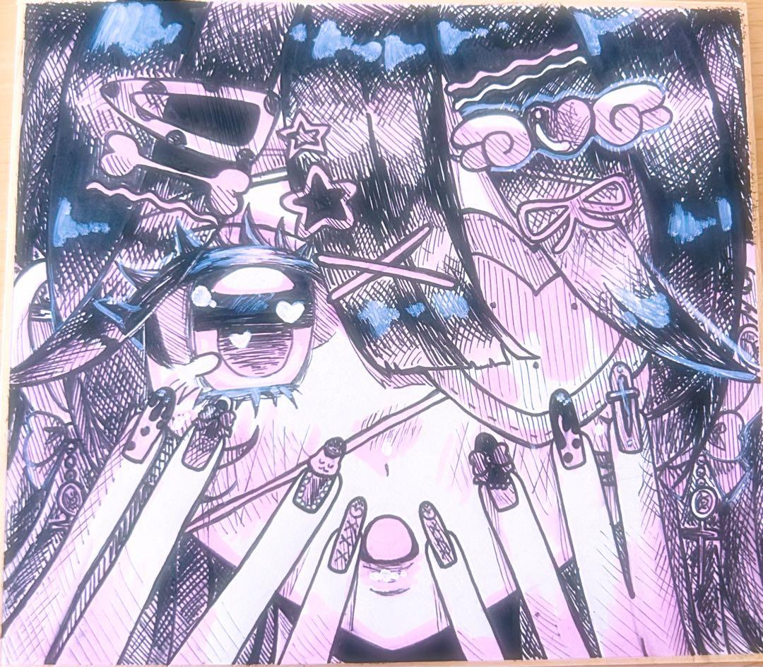 手描きイラスト 色紙 ぱみのえ - メルカリ