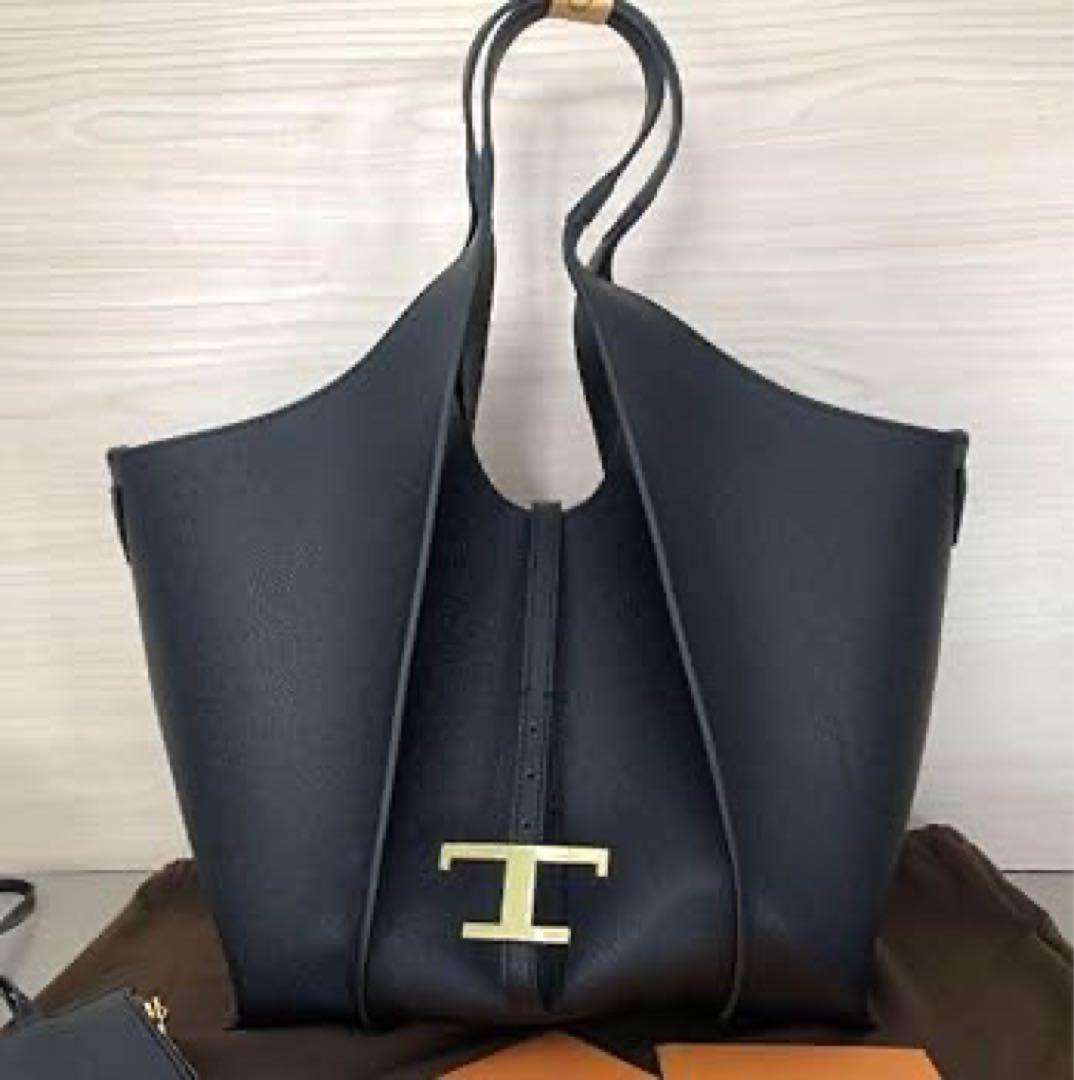 バッグ Tod's T Timeless Leather Tote Bag Woman BLACK T Timeless Shopping Bag in Leather Medium