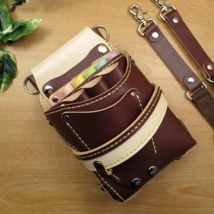 ブラウン＆カラフル　８丁差し　本革シザーケース　SCA-143/CBC 1da31ab6ccfd84233e9eddbeb124c4