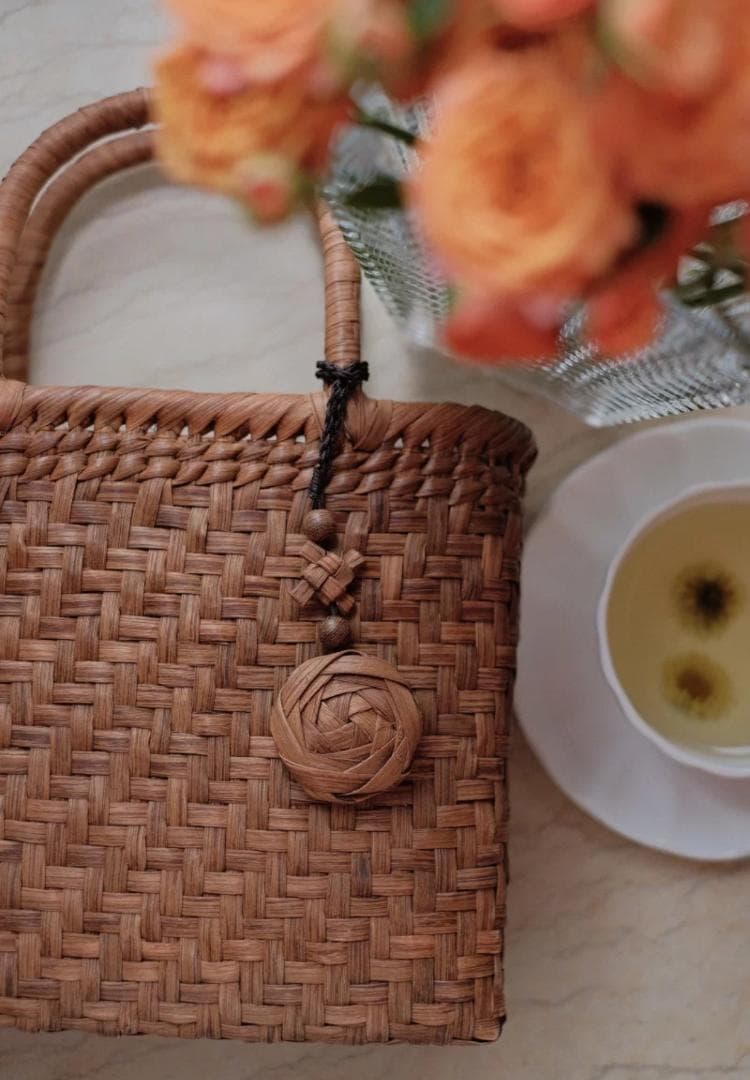 期間限定】山葡萄 かごバッグ 網代編み 職人手編み 籠 内布付 専属