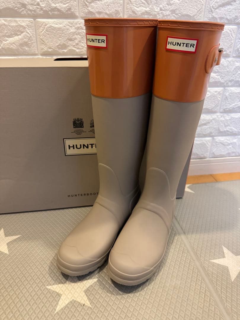 HUNTER WOMENS ORIGINAL TALL レインブーツ UK 6 Hunter Original Tall Gloss Adjustable Women's Rain Boots - Black