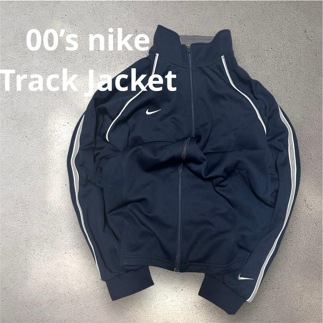 00s/テック】NIKE track jacketネイビー パイピング 刺繍 - メルカリ