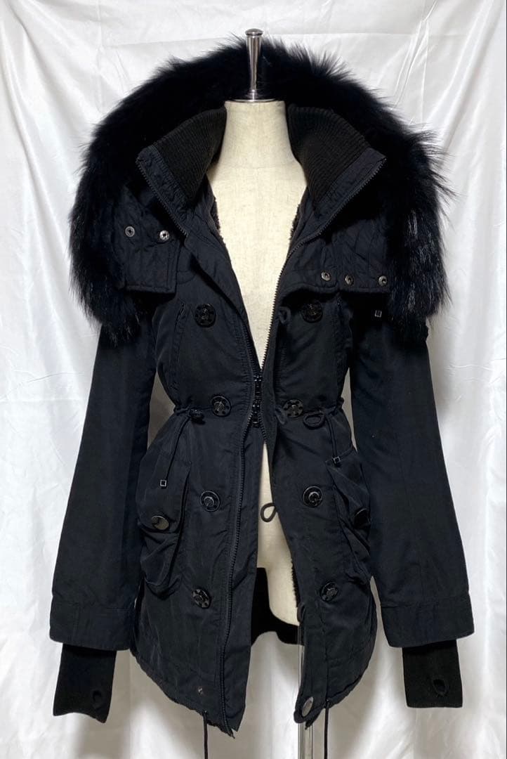 y2k 平成ギャル ファー付き モッズコート フェアリーグランジ 黒