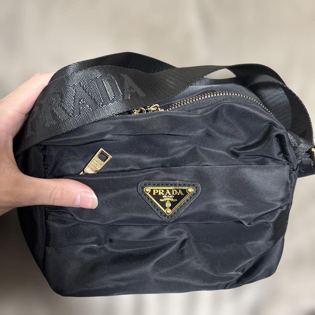 PRADA ブラック ナイロン ショルダーバッグ PRADA】プラダ ショルダーバッグ ナイロンレディース ミニ ポシェット