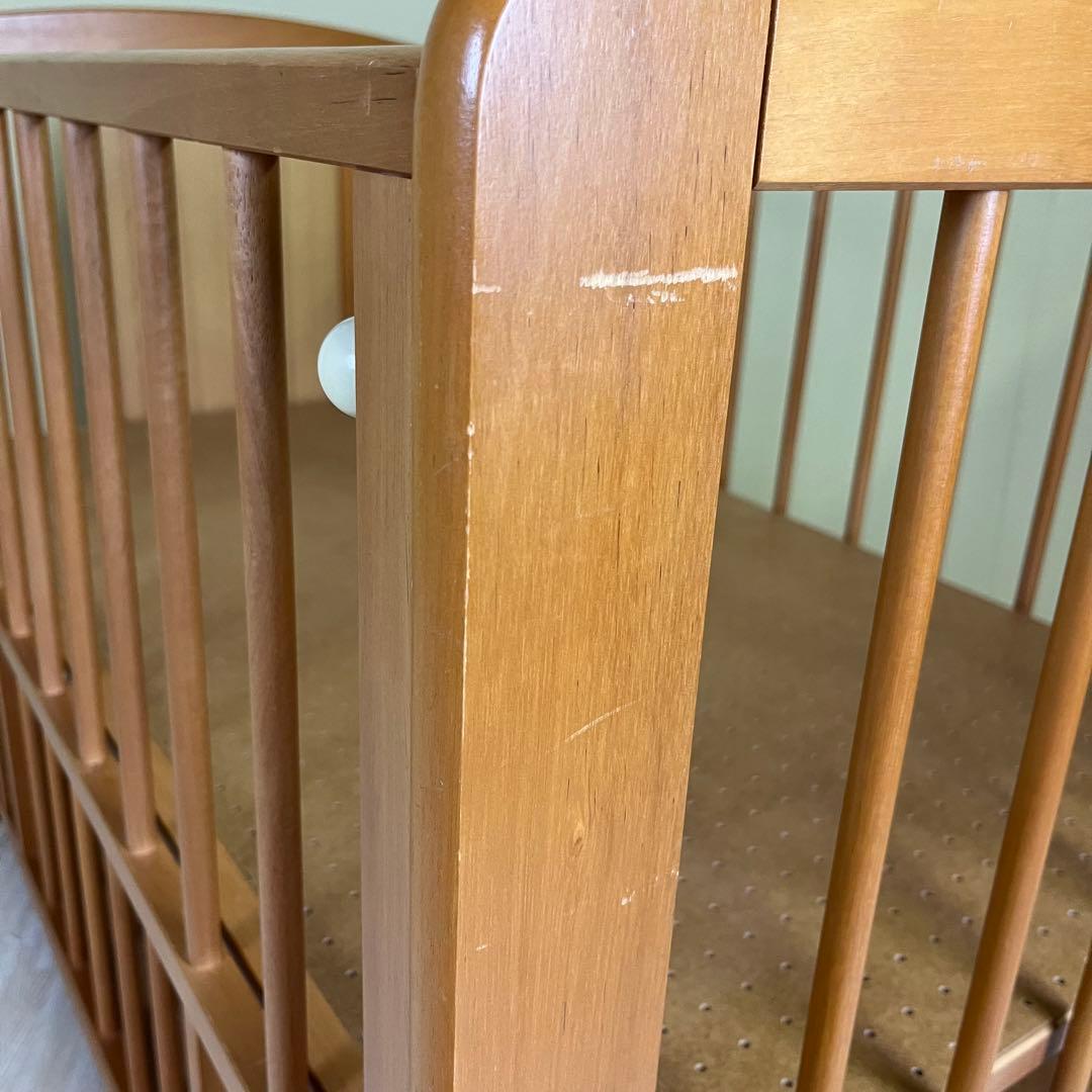 ☆除菌清掃済☆ カトージ くまのプーさん ベビーベッド ライトブラウン