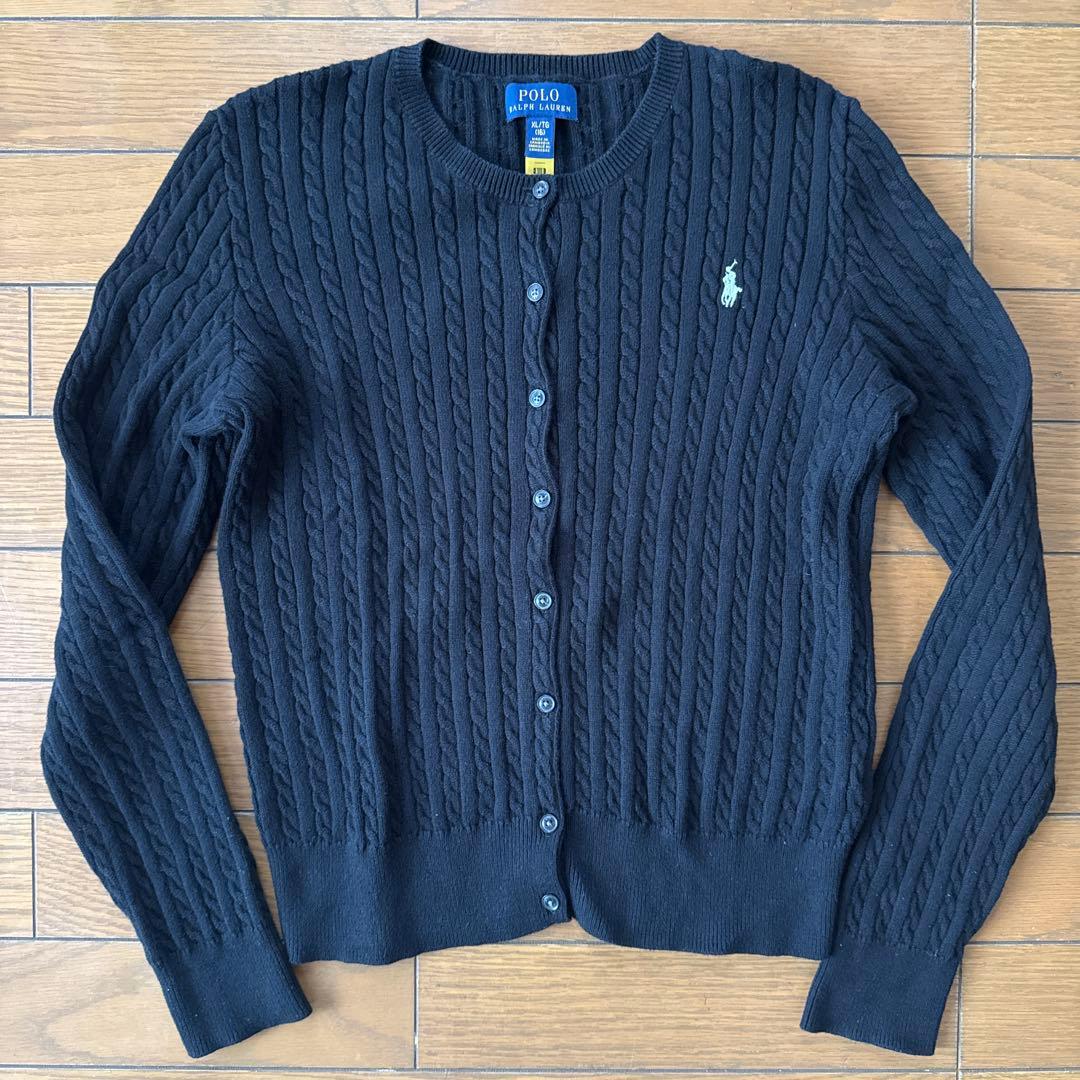 美品 Polo RALPH LAUREN ケーブルカーディガン S相当 ブラック LAUREN RALPH LAUREN（ローレン ラルフローレン） カーディガン