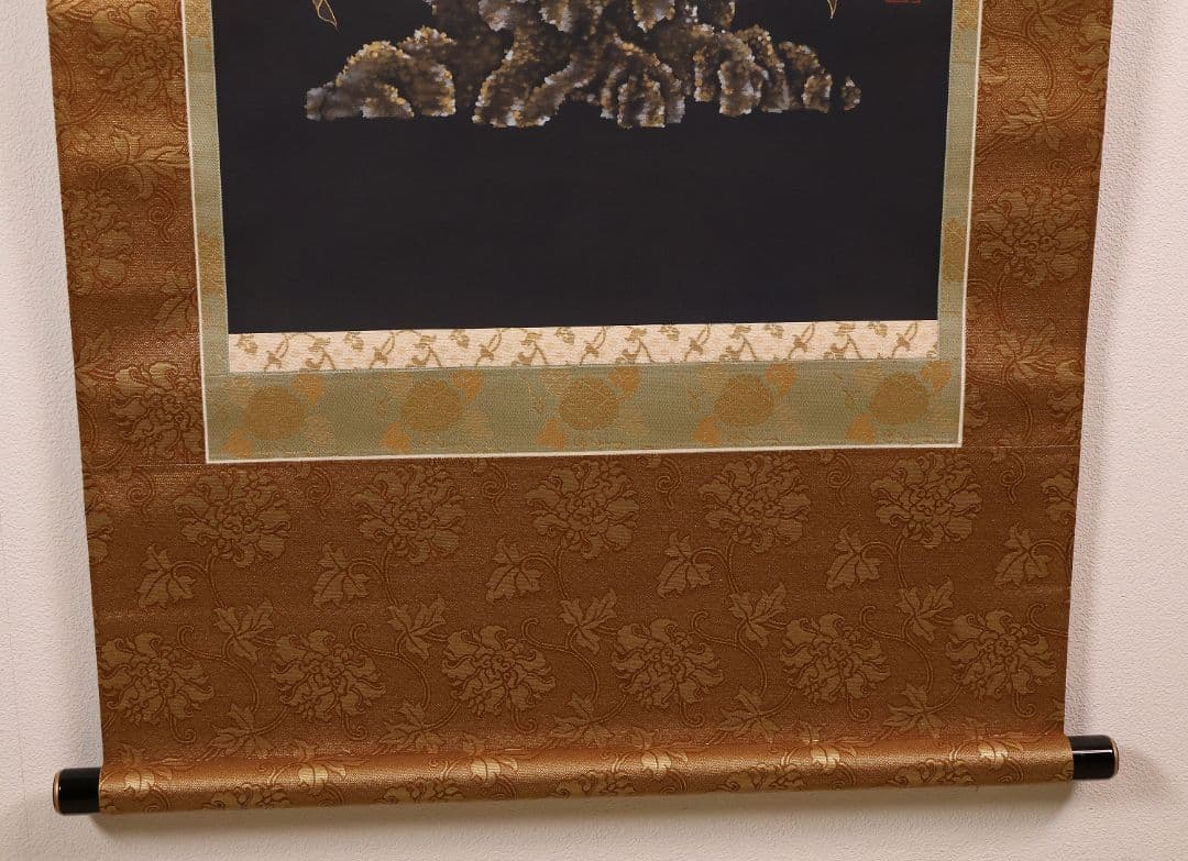 真作】仏画 大峰 竹内白雅筆 紺地金泥 如意輪観音図 絹本 掛軸 MA634