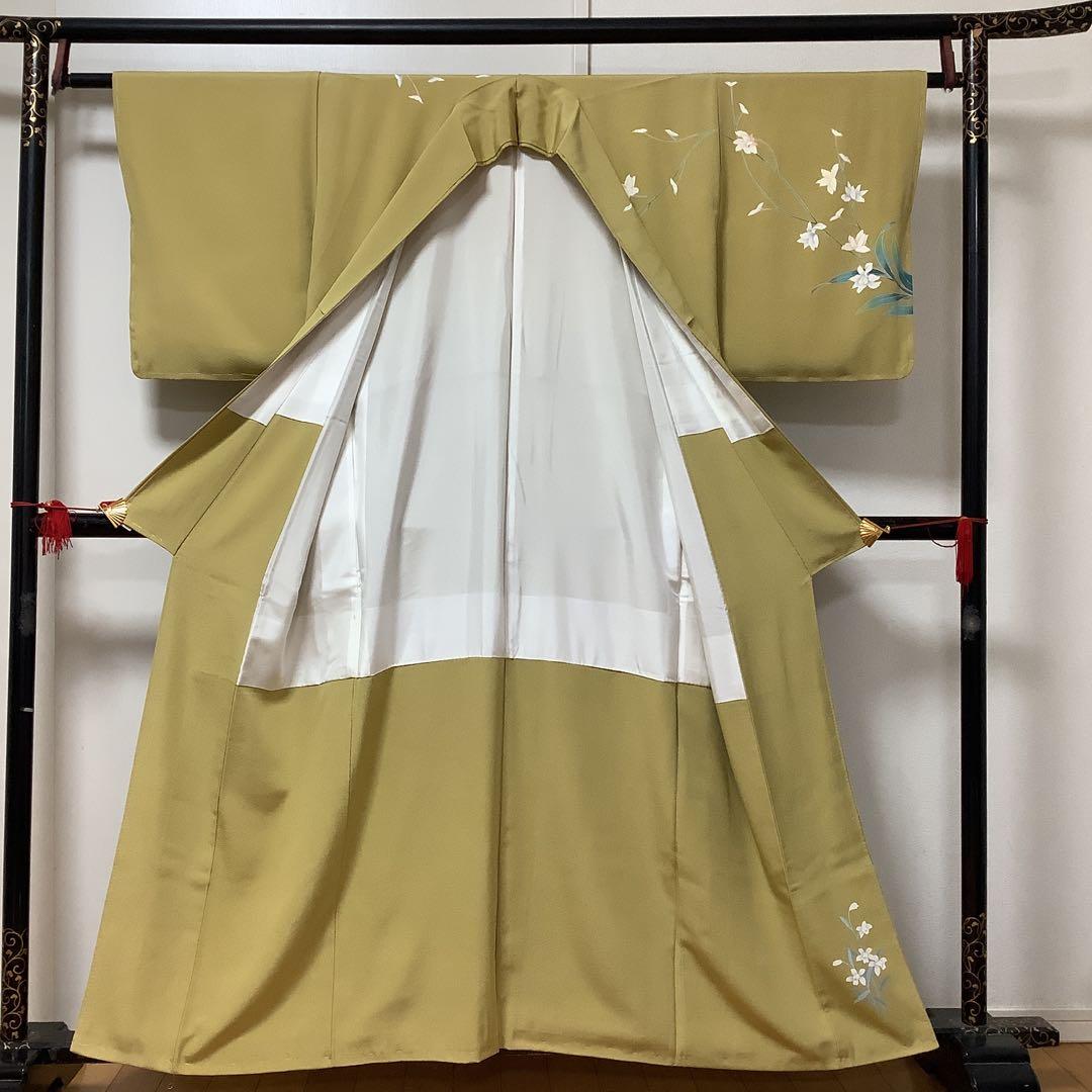 惣次郎】十日町友禅！作家物！正絹訪問着〜山吹色地に水仙〜 - メルカリ