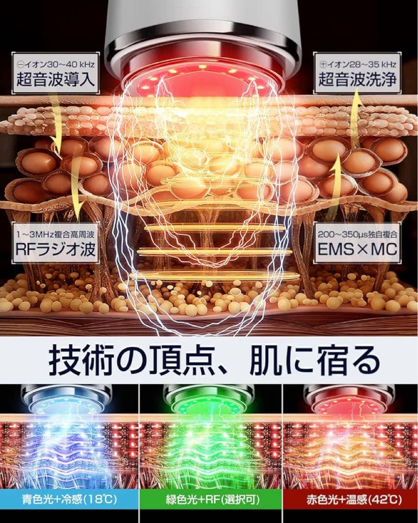 新品・未使用】美顔器 高周波 EMS 1台18役 光エステ リフトケア - メルカリ