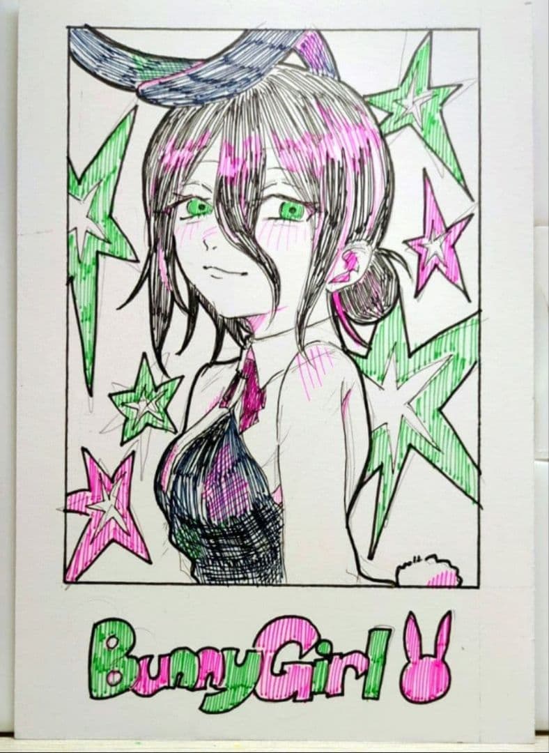 ラプ様専用】 チェンソーマン レゼ 手描きイラスト 豆色紙 - メルカリ