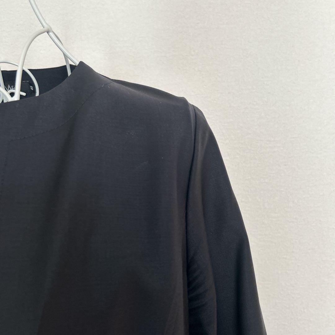 エムフィル M・fil 比翼ノーカラー コート 濃紺 サイズ40 春・秋