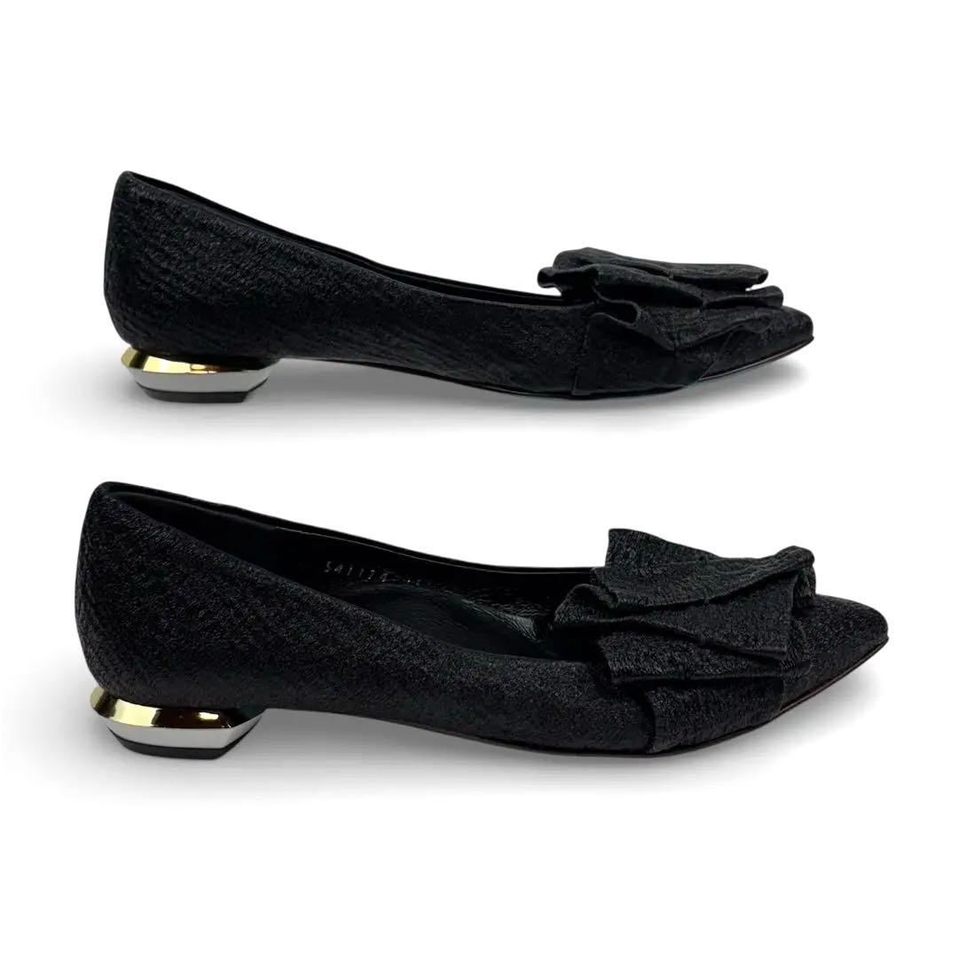 【未使用品】MANA マナ　35 | 22.5cm プリーツ フラット　黒