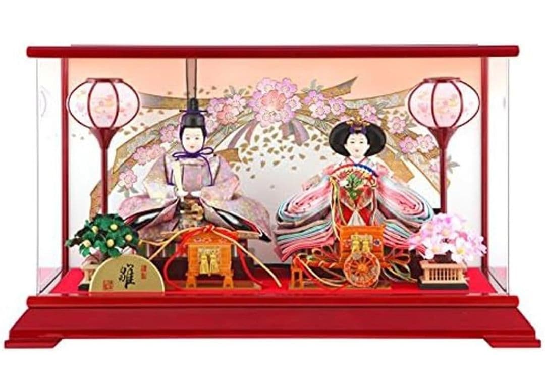 雛人形 ケース飾り 親王飾り 清玉作 芥子親王 コンパクト 清宝作雛人形ケース飾り 芥子親王 柄入りアクリルケース 栓木