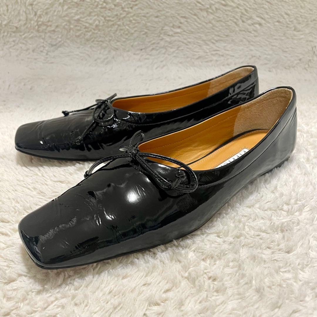美品 PIPPICHIC ピッピシック スクエアトゥ エナメル フラットシューズ PIPPICHIC（ピッピシック） バレエシューズ パンプス 「PIPPICHIC