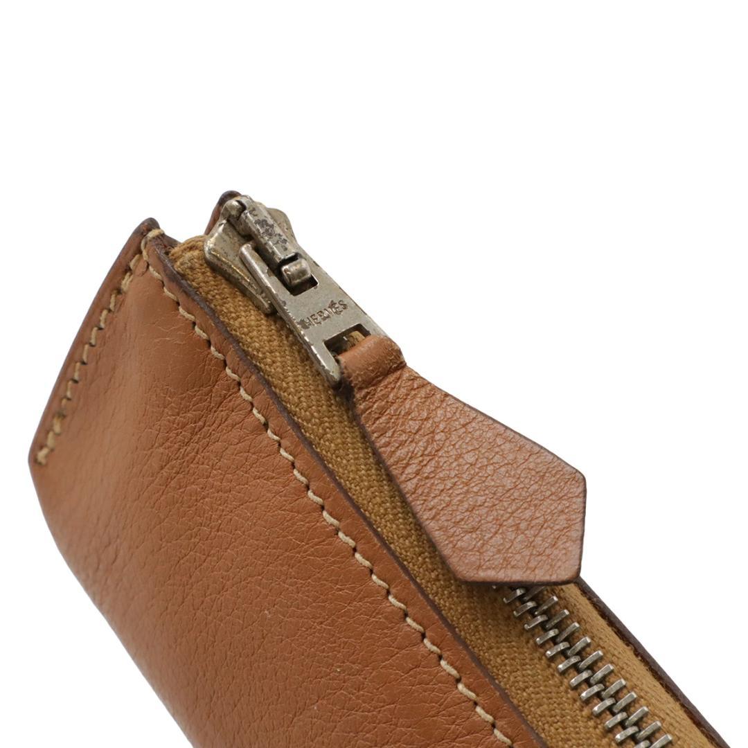 エルメス ピッコロ ペンケース レザー ライトブラウン 茶 シルバー金具