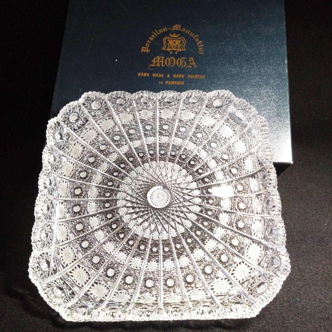 ボヘミア】高級クリスタル プレート 角皿 500PK ハンドメイドカット 美