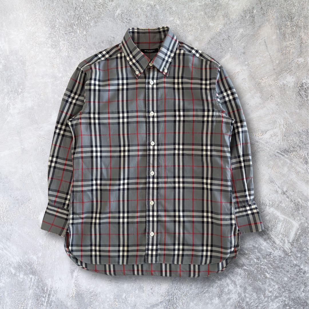 BURBERRY LONDON 長袖シャツ ノバチェック グレー vintage - メルカリ
