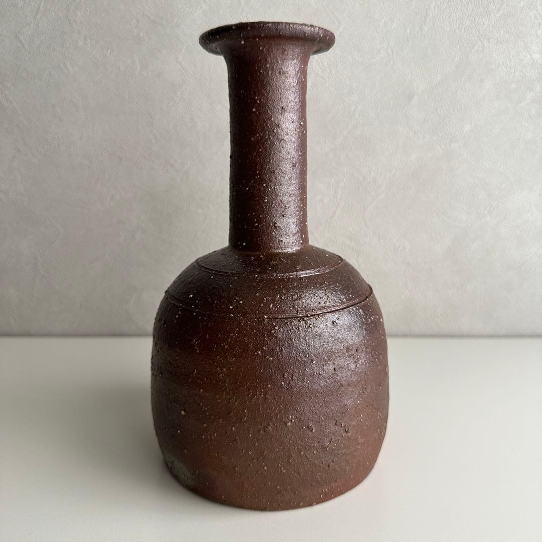 堀江英城 備前 花器 一輪挿 花入 共箱