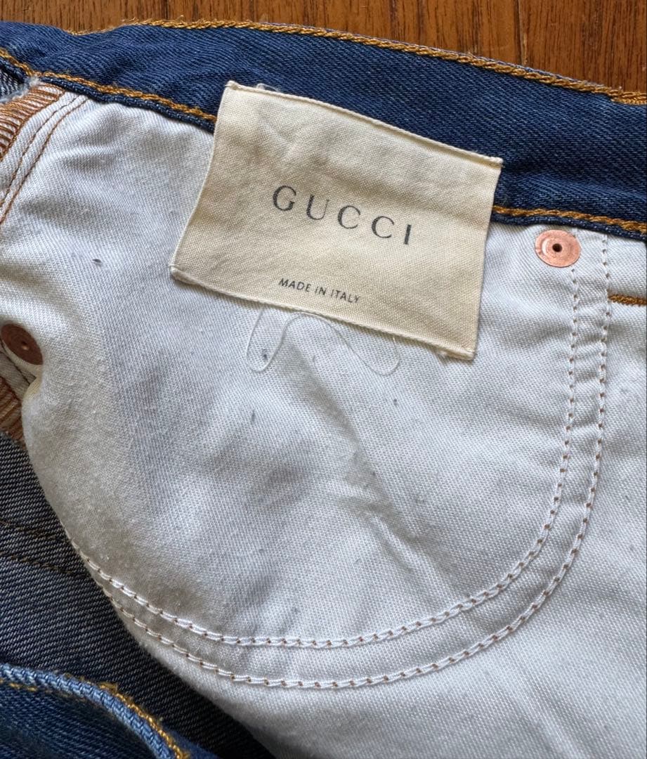 GUCCI タイガー フラワー 刺繍 デニム ジーンズ 虎 グッチ ミケーレ