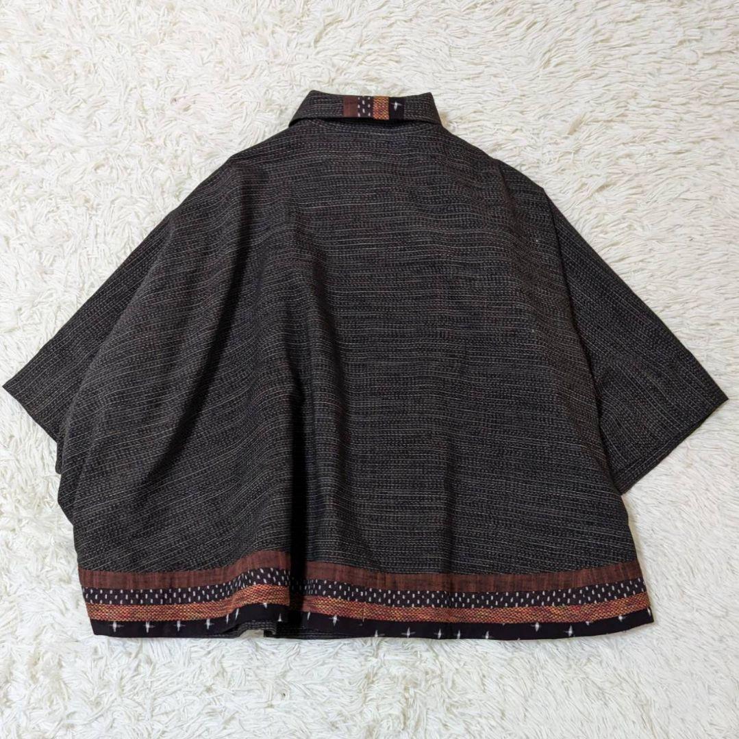 ギエモン オカモト商店 ポンチョ コート パッチワーク 久留米絣
