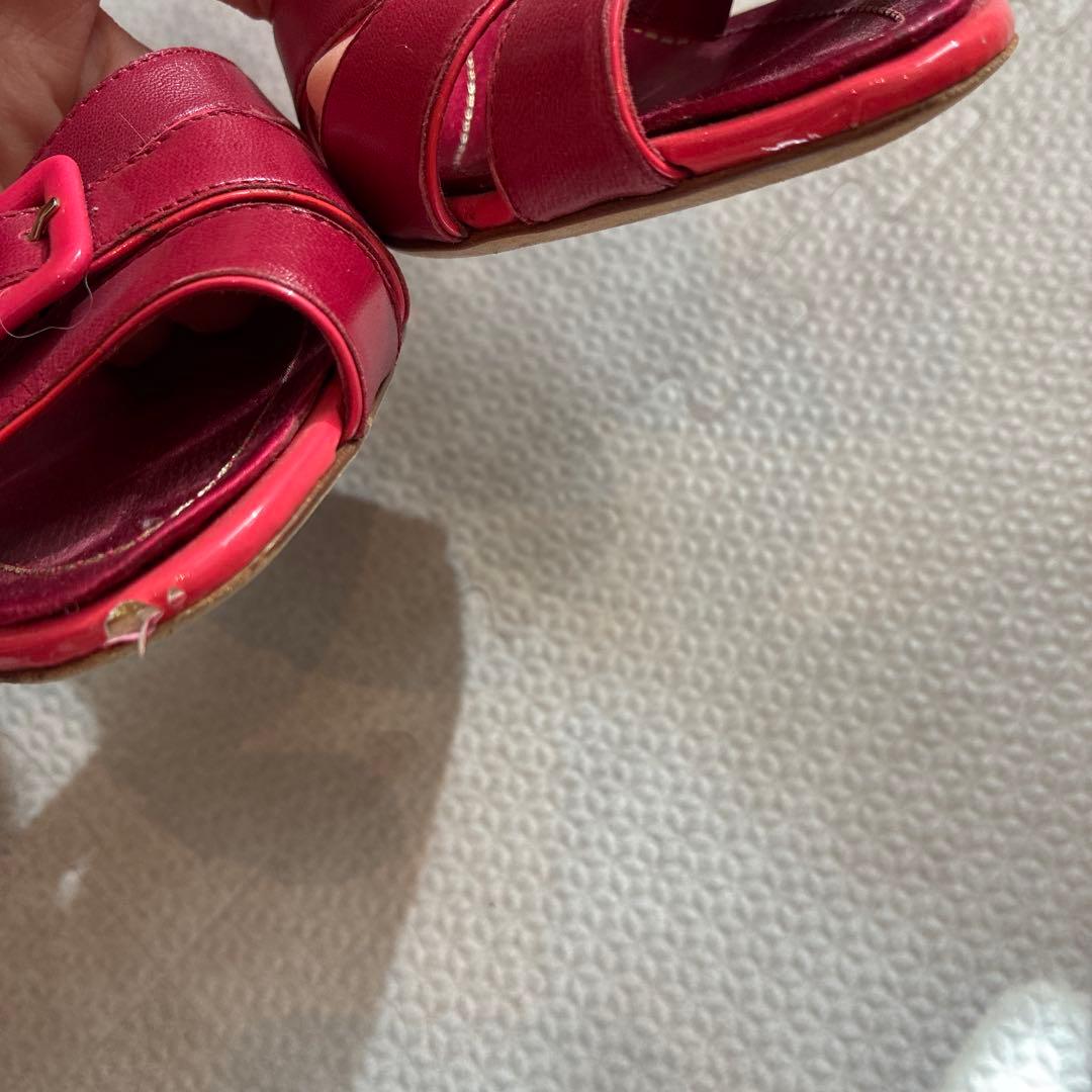 美品 Christian Dior レッド ストラップサンダル