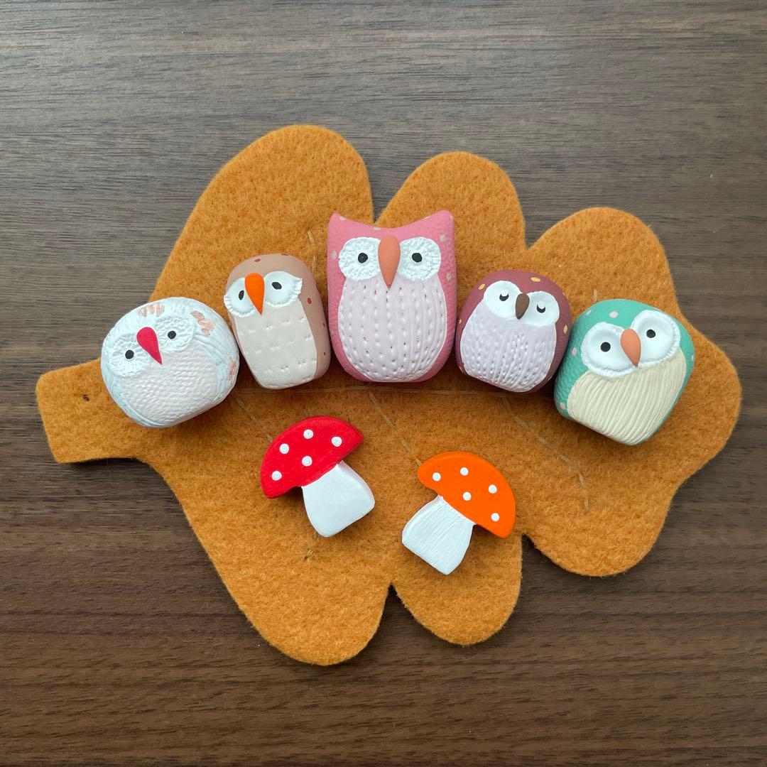 No.70 フクロウ ハンドメイド ミニチュア きのこ - メルカリ