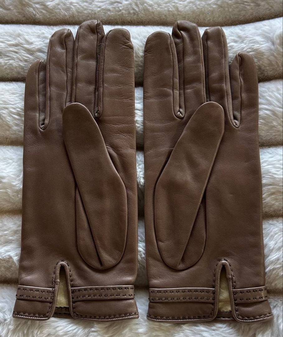 美品☆エルメス シェーヌダンクルレザーグローブ グレナン 手袋 8