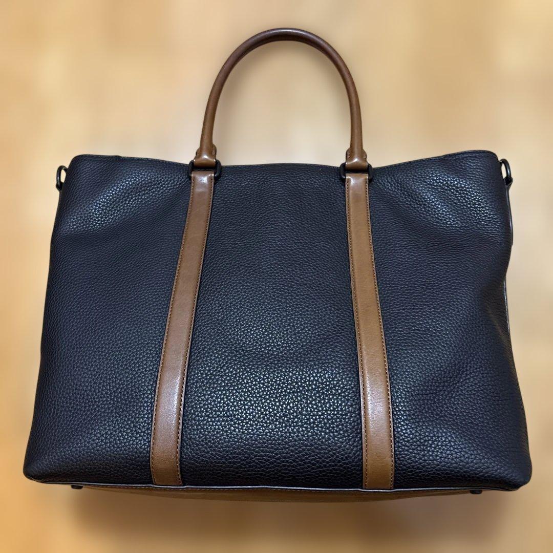 COACH 57773 黒茶 メトロポリタン ビジネストートバッグ ペブルレザー