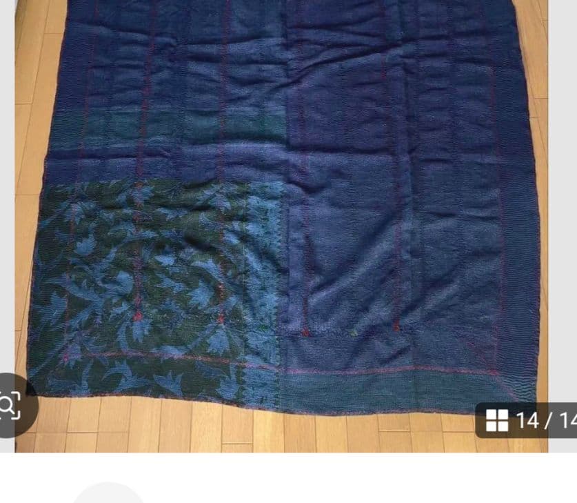 クールで魅力的なインディゴカンタ ヴィンテージカンタキルト21 ラリーキルト vintage indigo kantha quilt インディゴカンタキルト | &kantha
