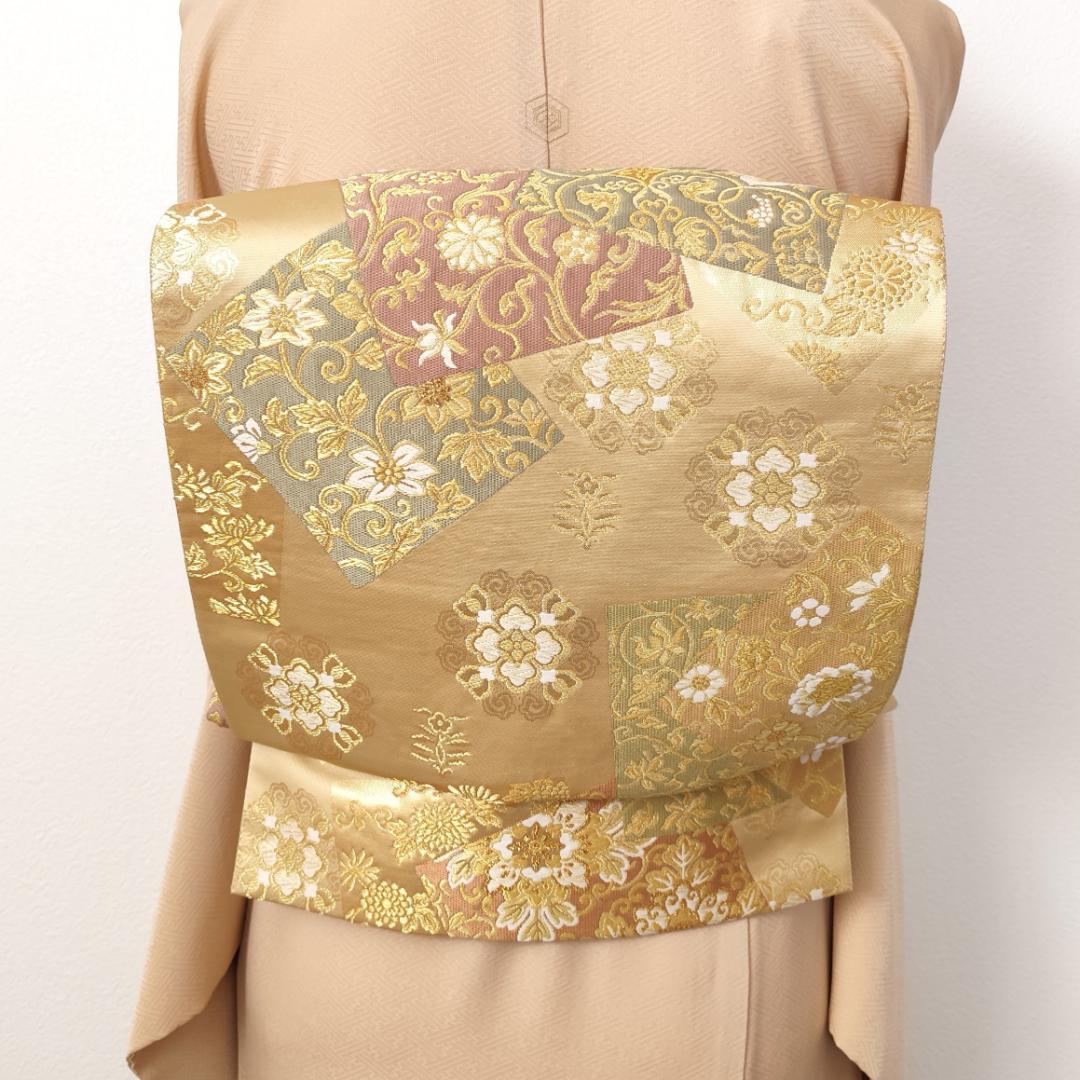 作り帯】袋帯 二重太鼓 色紙 華文 金糸 箔 二部式帯 F096 - メルカリ