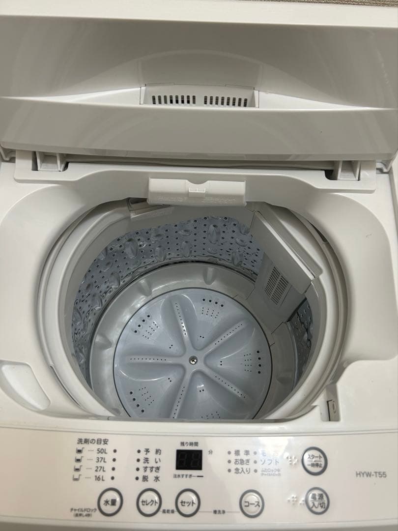 全自動洗濯機 HYW-T55 5.5kg ホワイト 風乾燥 一人暮らし 新居