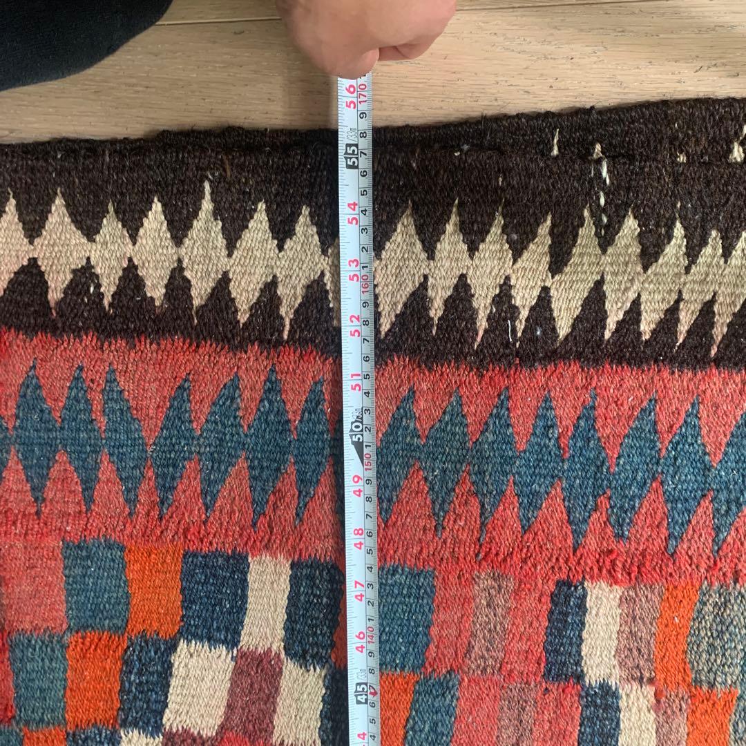 幾何学模様 ウールラグ 赤 青 170cm x295cm - メルカリ