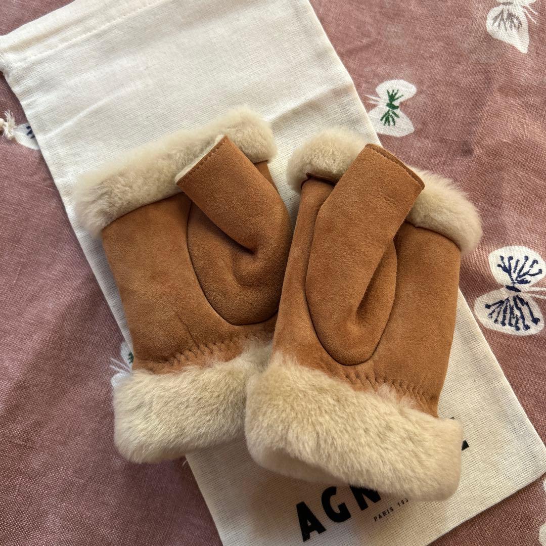 AGNELLE スエードファーアームカバー　スマイル　H.P.FRANCE