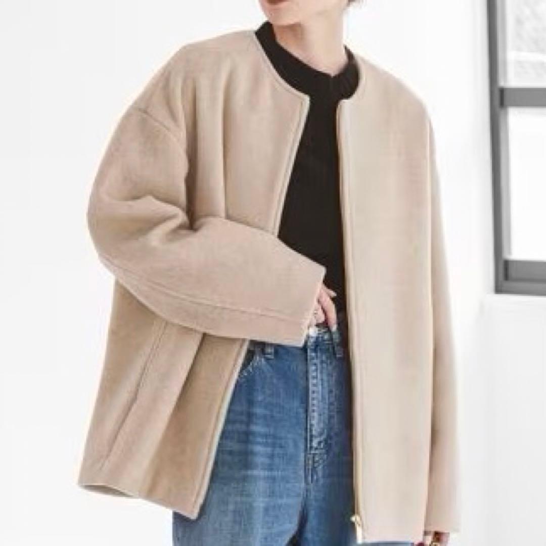 ノーブル MTRカラーレスジップショートコート カシミヤ ベージュ Noble（ノーブル）の「MTRカラーレスジップショートコート◇（ノー
